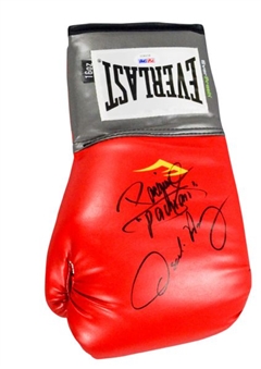 Manny Pacquiáo and Oscar De La Hoya Dual-Signed Everlast Red Boxing Glove 
